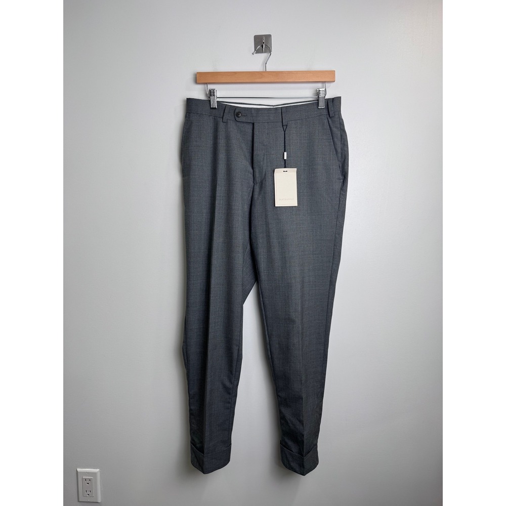 NWT Suitsupply Mens Grey Soho Trousers Wool Flat Front Cuffed Dress Pants 32